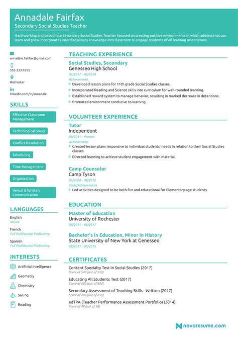 Teacher Resume Templates And Examples For 2023 Free Resume Templates For Teachers - Free Resume Templates For Teachers
