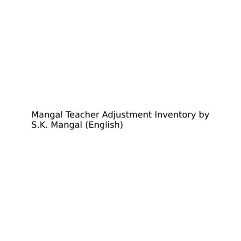 Full Download Teacher Adjustment By S K Mangal Inventory 