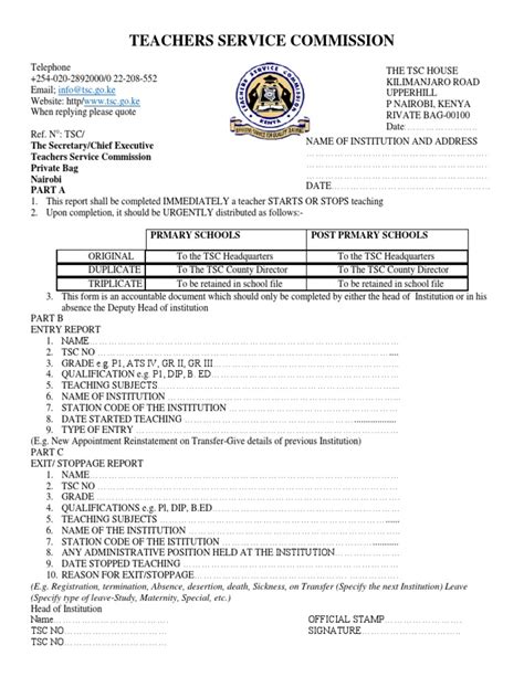 teachers service commission emis form