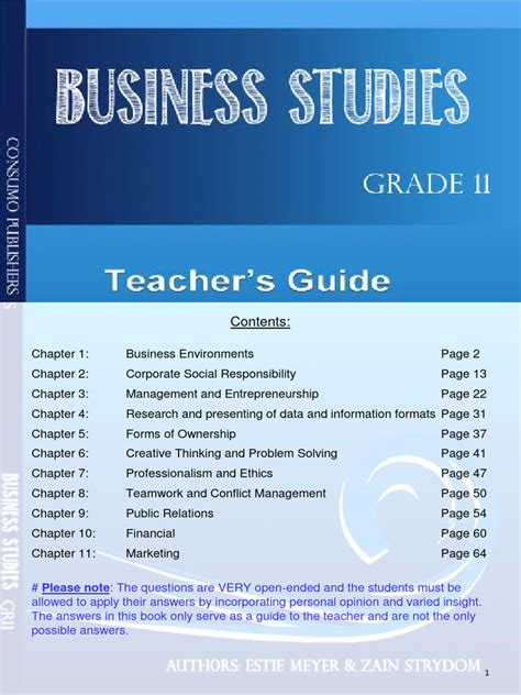 Download Teachers Guide Business Studies 