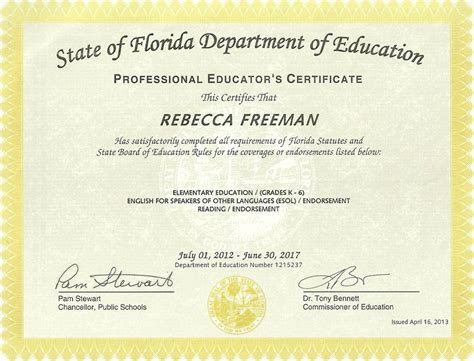 teaching certification florida