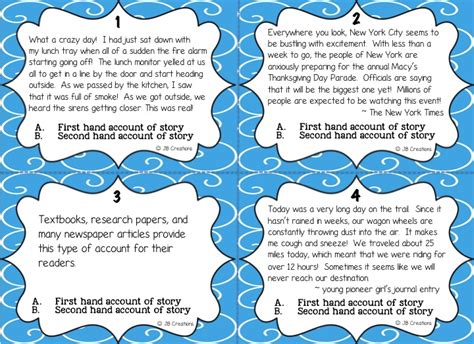 Teaching First And Second Hand Accounts Passages