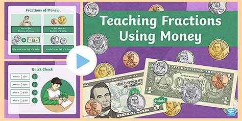 Teaching Fractions Using Money Powerpoint Twinkl Usa Fractions Money Grade 1 Worksheet - Fractions Money Grade 1 Worksheet