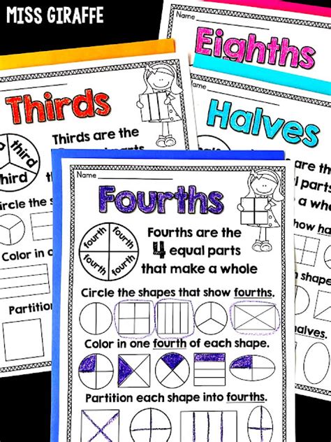Teaching Halves Fourths Thirds And Eighths Worksheets And Halves Fourths And Eighths Worksheet - Halves Fourths And Eighths Worksheet