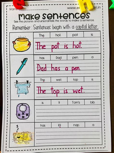 Teaching How To Build A Sentence In Kindergarten Sentences Using Of For Kindergarten - Sentences Using Of For Kindergarten