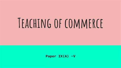 Teaching Of Commerce