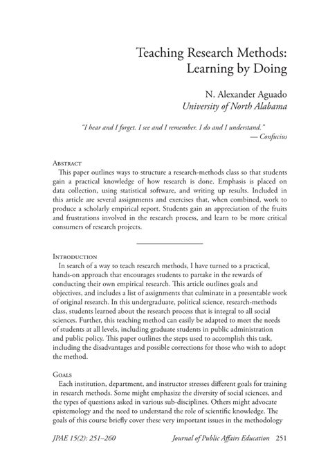 Teaching Research Methods Learning By Doing