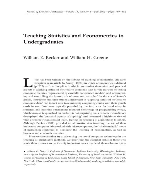 teaching statistics and econometrics to undergraduates