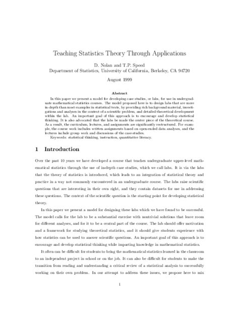 teaching statistics theory through applications