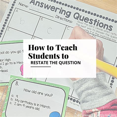 Teaching Students To Restate The Question With Freebies Restating The Question Worksheet - Restating The Question Worksheet