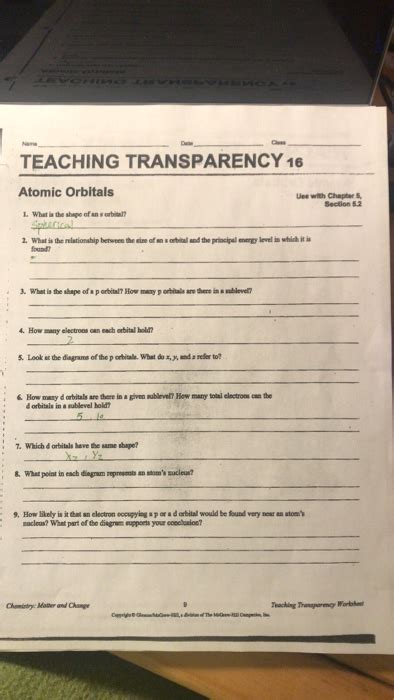 Teaching Transparency Worksheet Atomic And Ionic Radii
