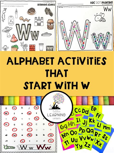 Teaching W Words For Kindergarten Little Learning Corner Kindergarten Words That Start With W - Kindergarten Words That Start With W