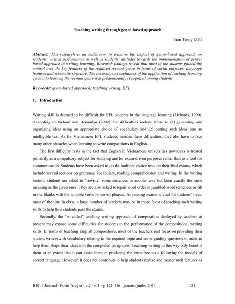Teaching Writing Through Genre Based Approach