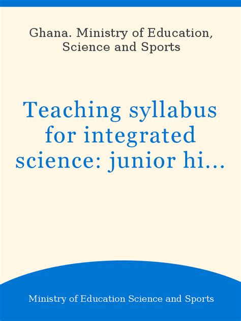 Full Download Teaching Syllabus For Integrated Science Junior High 
