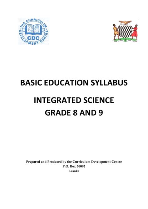 Read Online Teaching Syllabus For Integrated Science Senior High School 