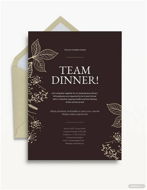 team dinner party invitation email sample