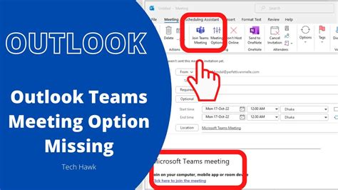 teams meeting option not showing in outlook