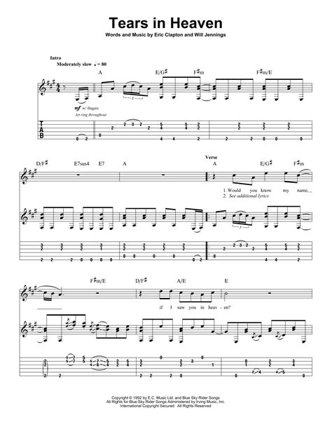 Tears In Heaven Tab