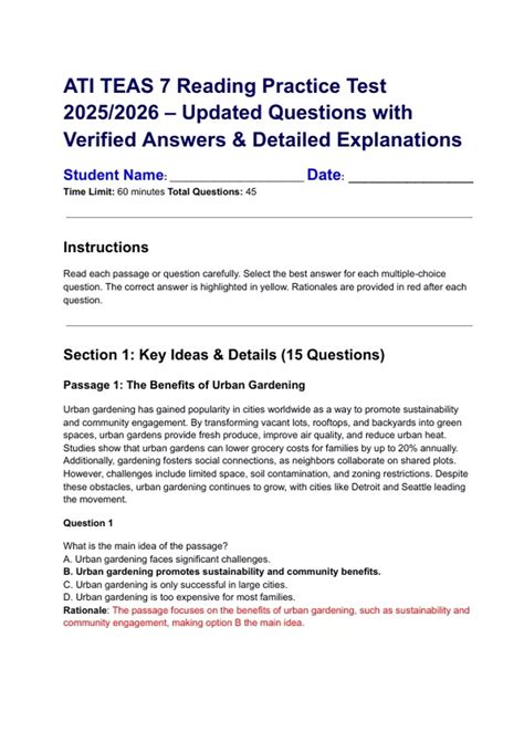 Teas Exam Practice Test