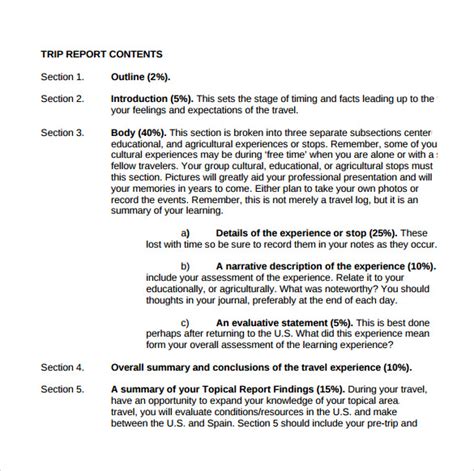 Technical Business Trip Report Example