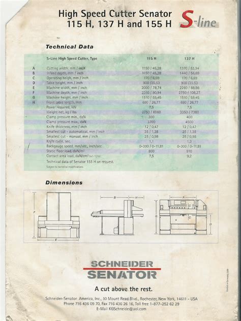 Technical D Ata Schneider Senator