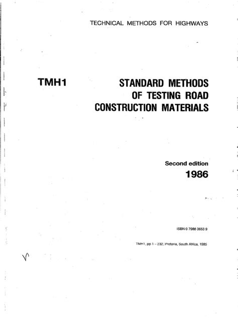 Technical Methods For Highways Tmh1