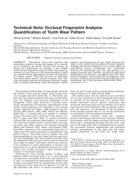 Technical Note Occlusal Fingerprint Analysis
