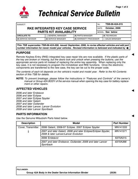 Technical Service Bulletin Template