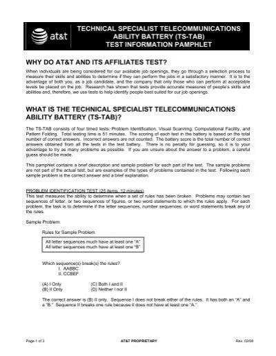 technical specialist telecommunications ability battery ts