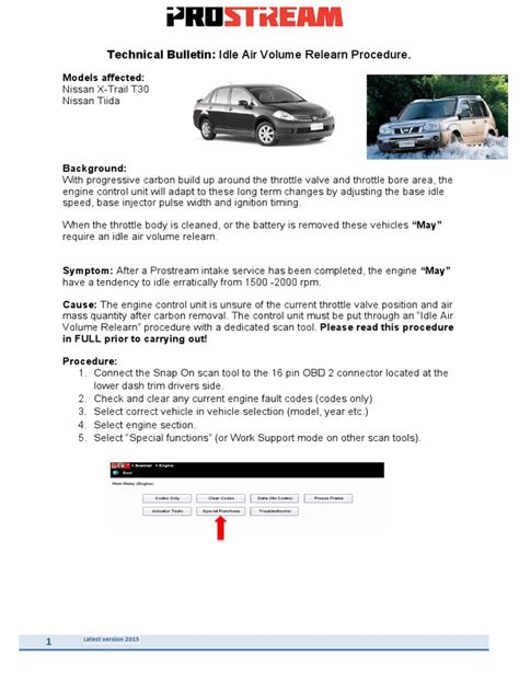 Read Online Technical Bulletin Idle Air Volume Relearn Procedure 