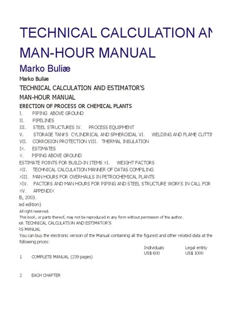 Full Download Technical Calculation And Estimators Man Hour Pdf 