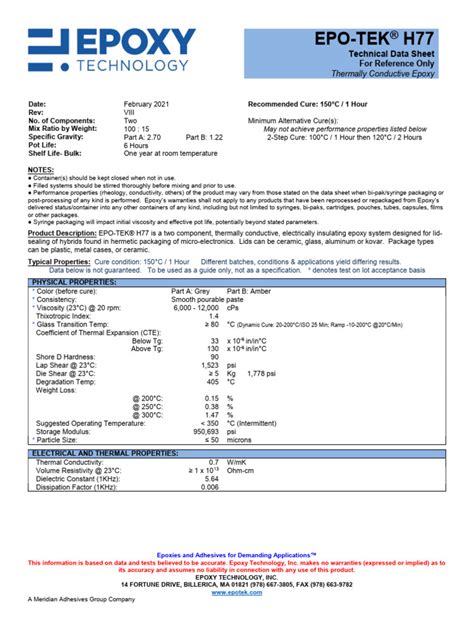 Read Technical Data Sheet Epo Tek 