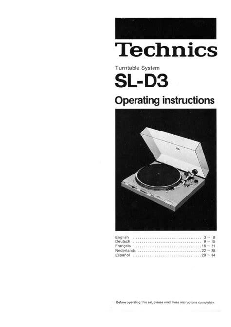 Read Online Technics Sl D3 User Guide 