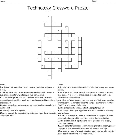 Technology Crossword Puzzle Wordmint Printable Computer Crossword Puzzles With Answers - Printable Computer Crossword Puzzles With Answers