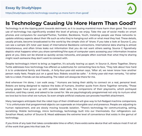 Full Download Technology Has Done More Harm Than Good Essays 