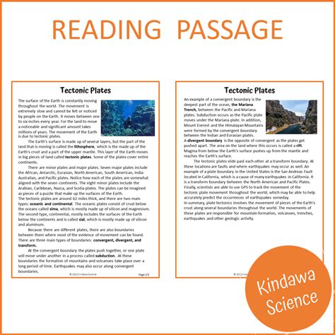 Tectonic Plates Reading Comprehension Passage Printable Worksheet Plate Tectonic Worksheet - Plate Tectonic Worksheet