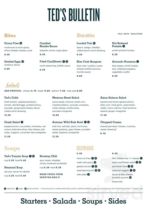 Ted's Bulletin Menu