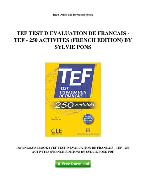 Read Online Tef Test Devaluation De Francais French Edition 