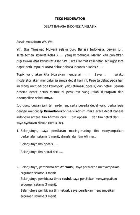 Teks Moderator Debat