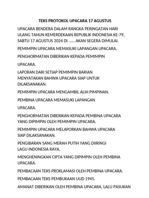 Teks Protokol Upacara