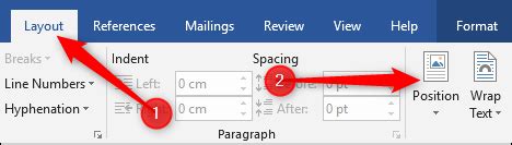 tekst positioneren word