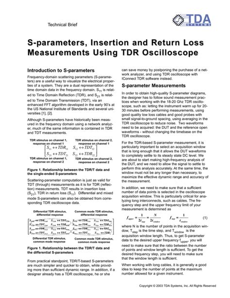 Tektronix S Parameters Insertion And Return Loss