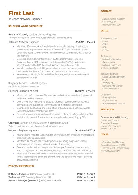 Download Telecom Network Engineer Resume Samples 