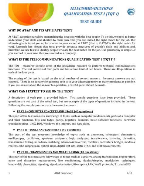 telecommunications qualification test 1