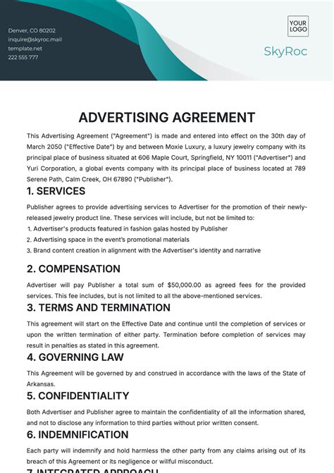 television advertising contract template