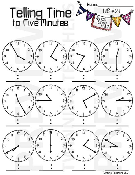 Tell Time To Five Minutes Worksheets Second Grade Time To 5 Minutes Worksheet - Time To 5 Minutes Worksheet