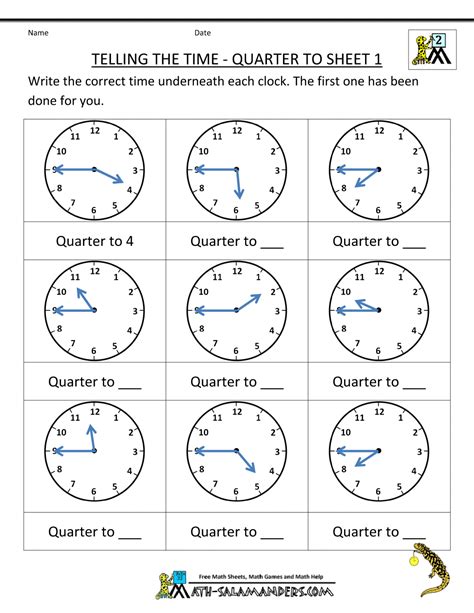 Telling The Time For Kids Quarter Past Half Quarter To And Quarter Past - Quarter To And Quarter Past