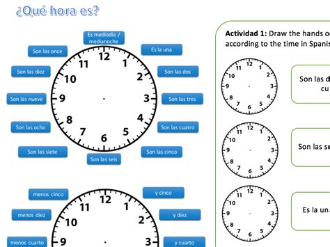 Telling The Time In Spanish Exercise Spanishboat Que Hora Es Worksheet Answer Key - Que Hora Es Worksheet Answer Key