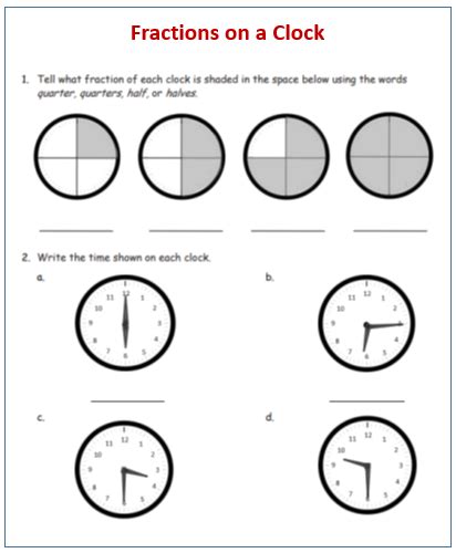 Telling The Time With Fractions Activity Sheet Time Fractions On A Clock Face - Fractions On A Clock Face