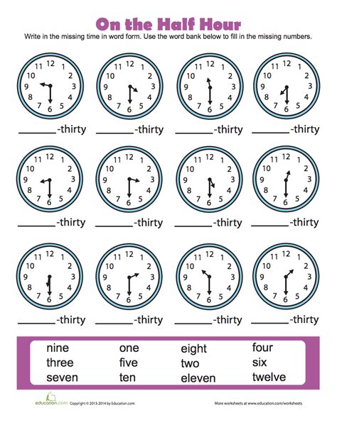 Telling Time To Half Hour Worksheet Live Worksheets Time To The Half Hour Worksheet - Time To The Half Hour Worksheet